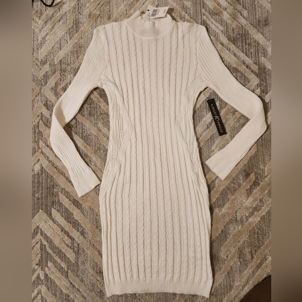 Ivory cable knit sweater dress